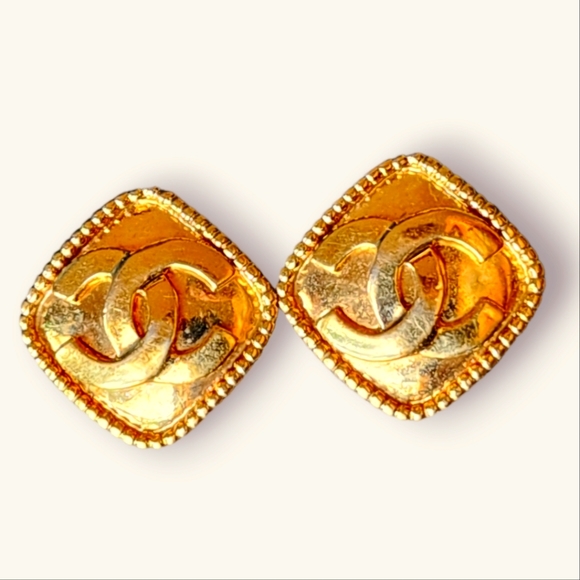 CHANEL Jewelry - Chanel Diamond Gold Logo Clip On Earrings